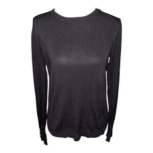 Zara Knit Black Sweater Pearl Buttons Size L